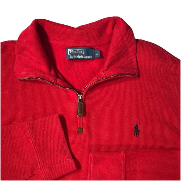 Vintage Ralph Lauren Polo Sweatshirt Men’s Large Red 1/4 Zip Sweater - Picture 9 of 9